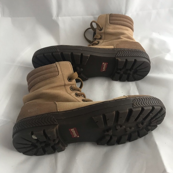 Men’s Levi’s Brown Canvas Boots Size 9 - Picture 6 of 6